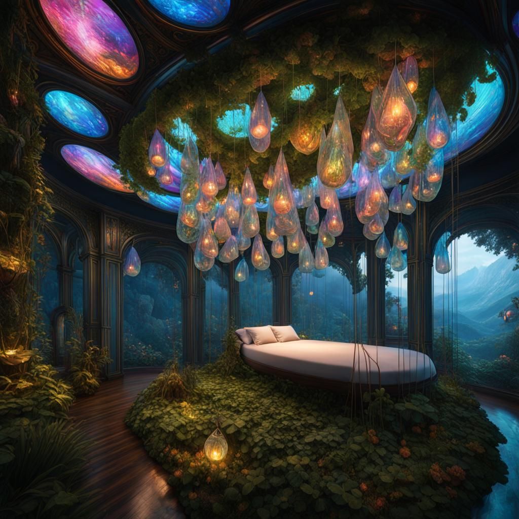 Polychromatic Pod Cocoons Hanging from Magical Vine