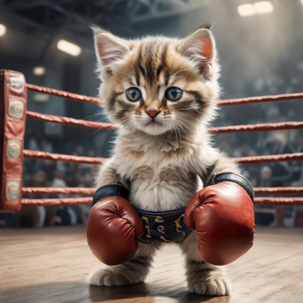 Kitten Boxer in Watercolor Style