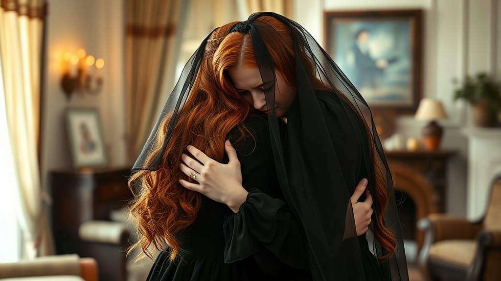 Sisters in Mourning, 1800s Era Portrait