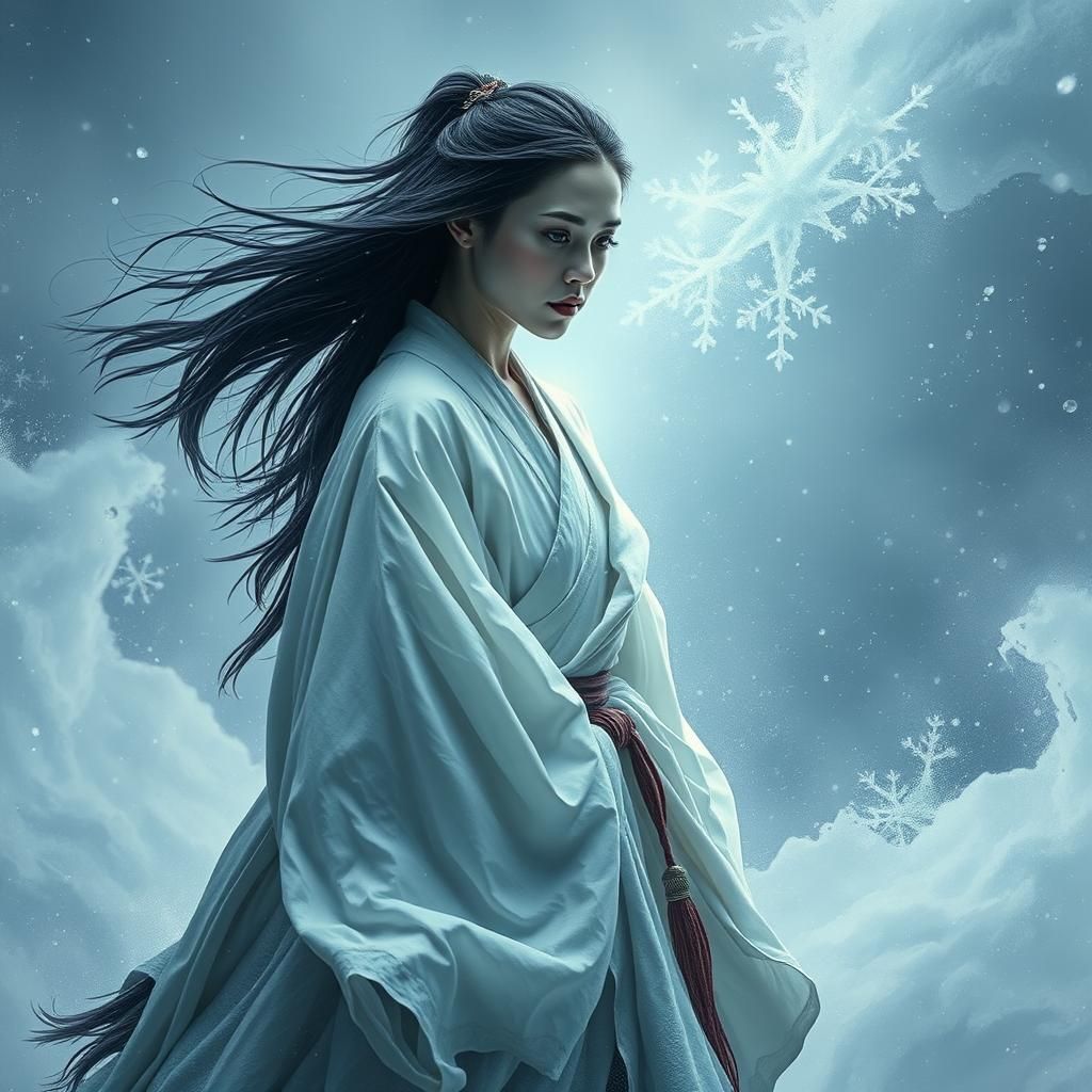 Snow Spirit Portrait in Ethereal Style