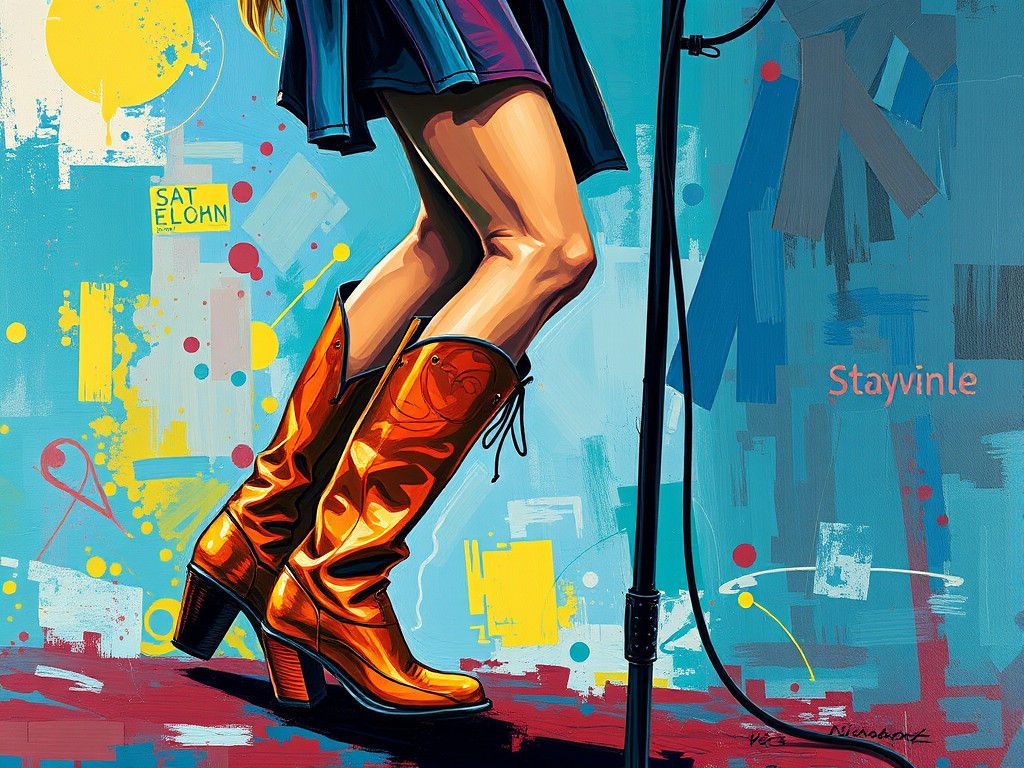 Female Singer in Boots, Neo-Impressionist Style