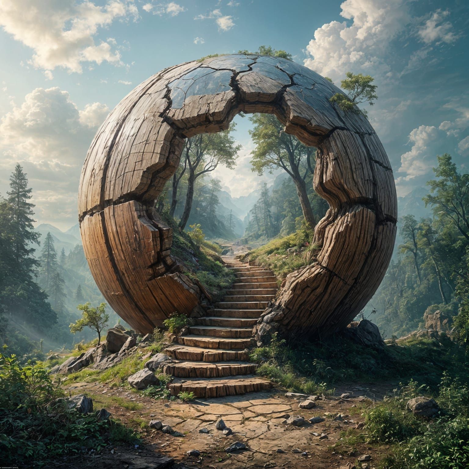 Surreal Cracked Wood World Reveals Fantasy Landscape