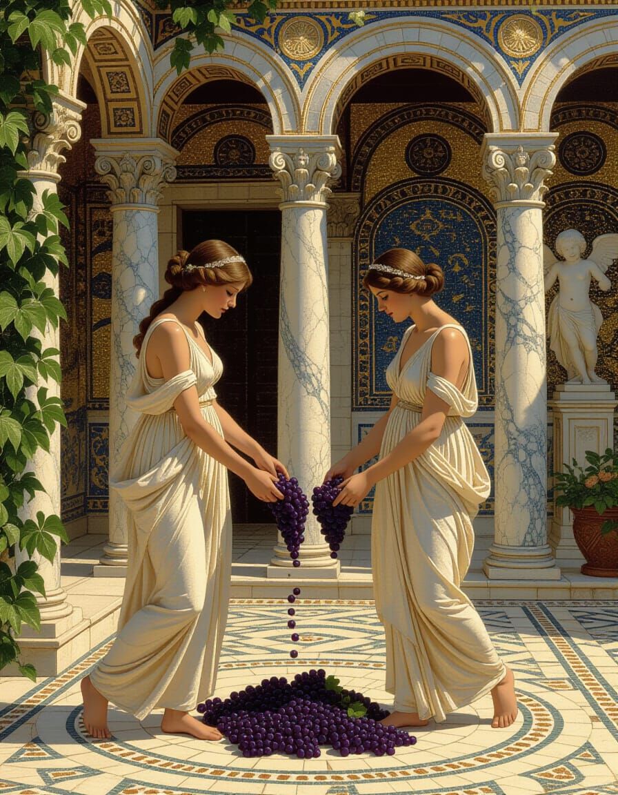 Grecian Grape Treading: A Byzantine-Style Mosaic