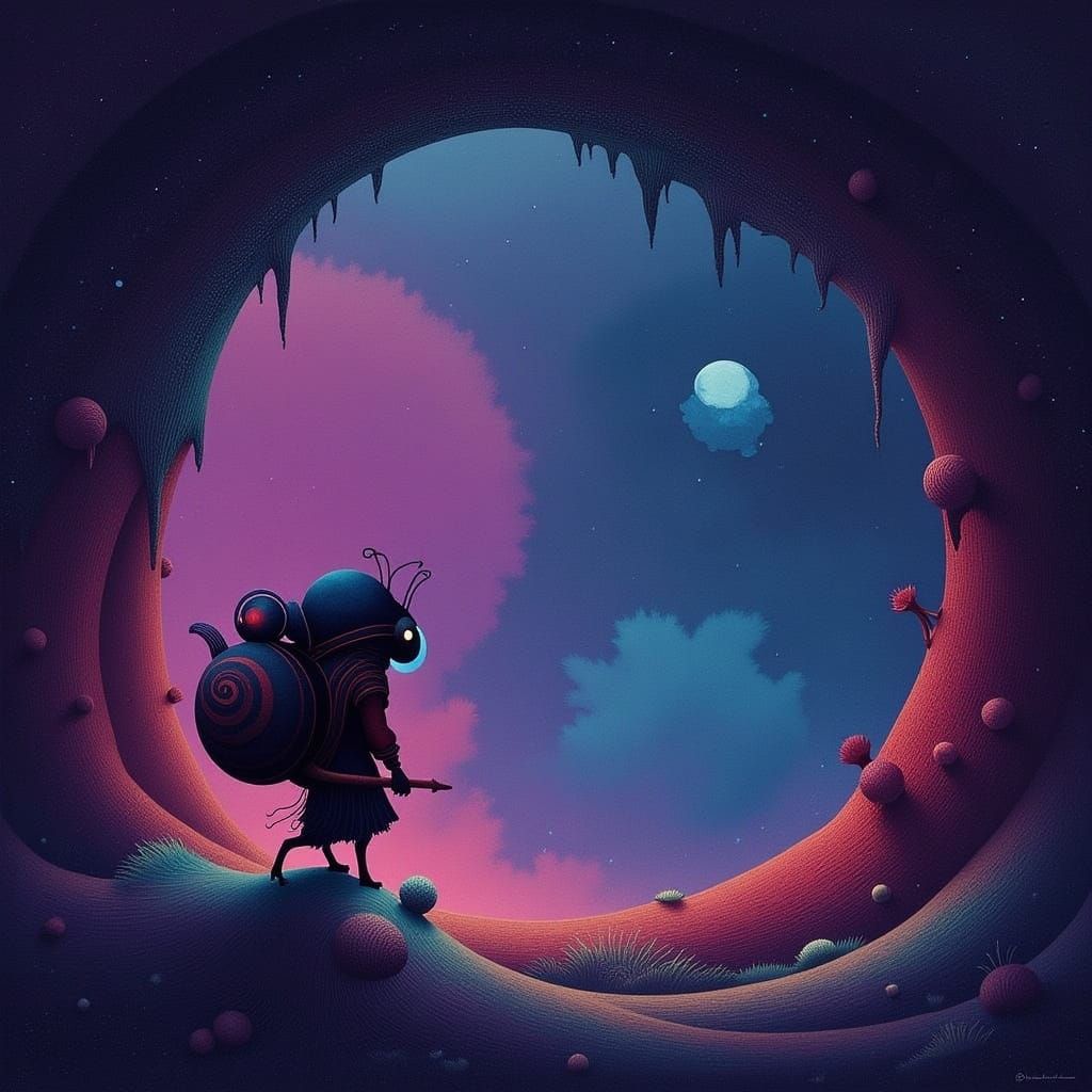 Adventurer Explores Crystal Cave with Futuristic Details