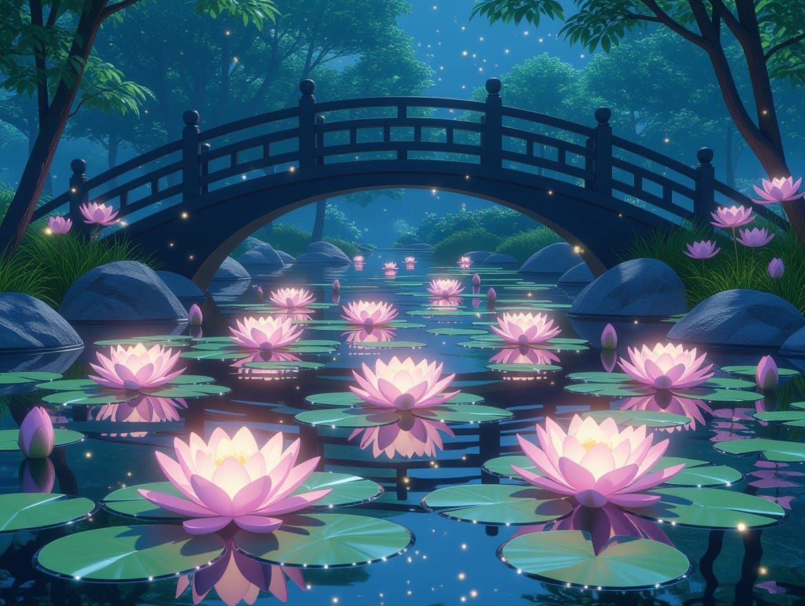 Lotus Blooms Underwater with Ethereal Glow