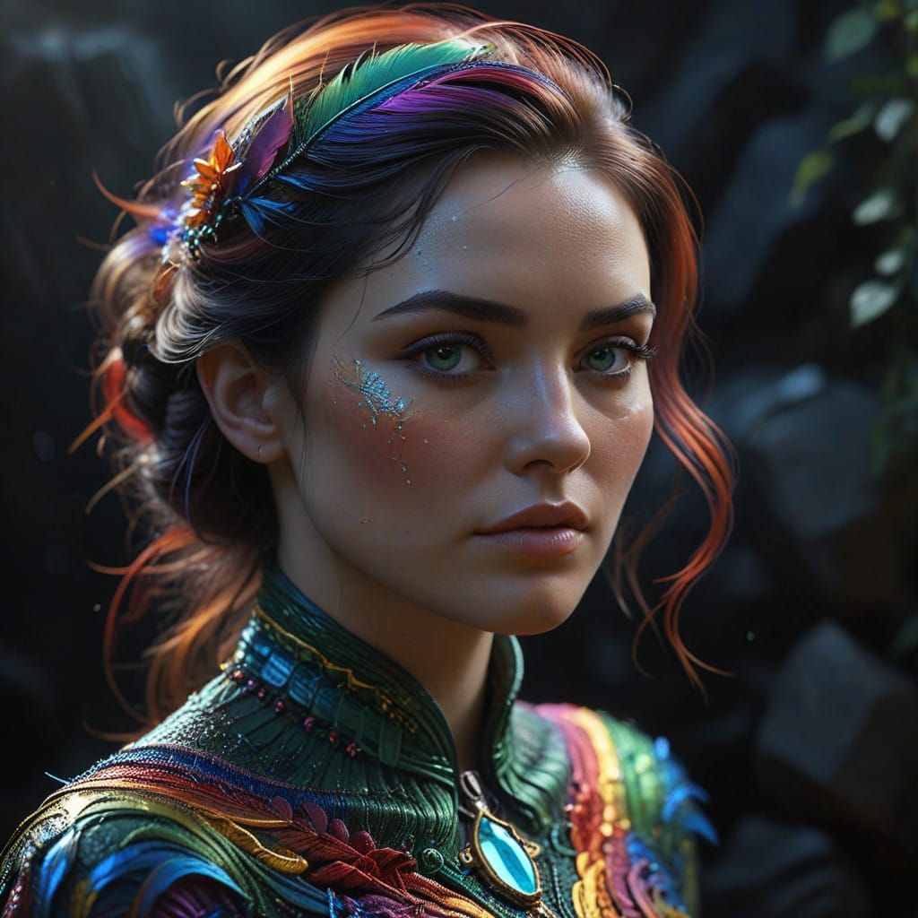 Vibrant Ethereal Portrait in Cinematic Style with Soft Brush...
