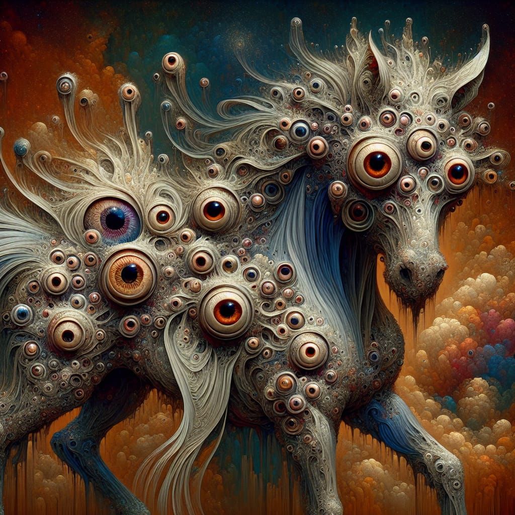 Multi-Eyed Horse in Fantastical Digital Painting