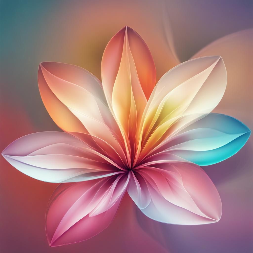 Ethereal Digital Flowers with Translucent Overlapping Petals