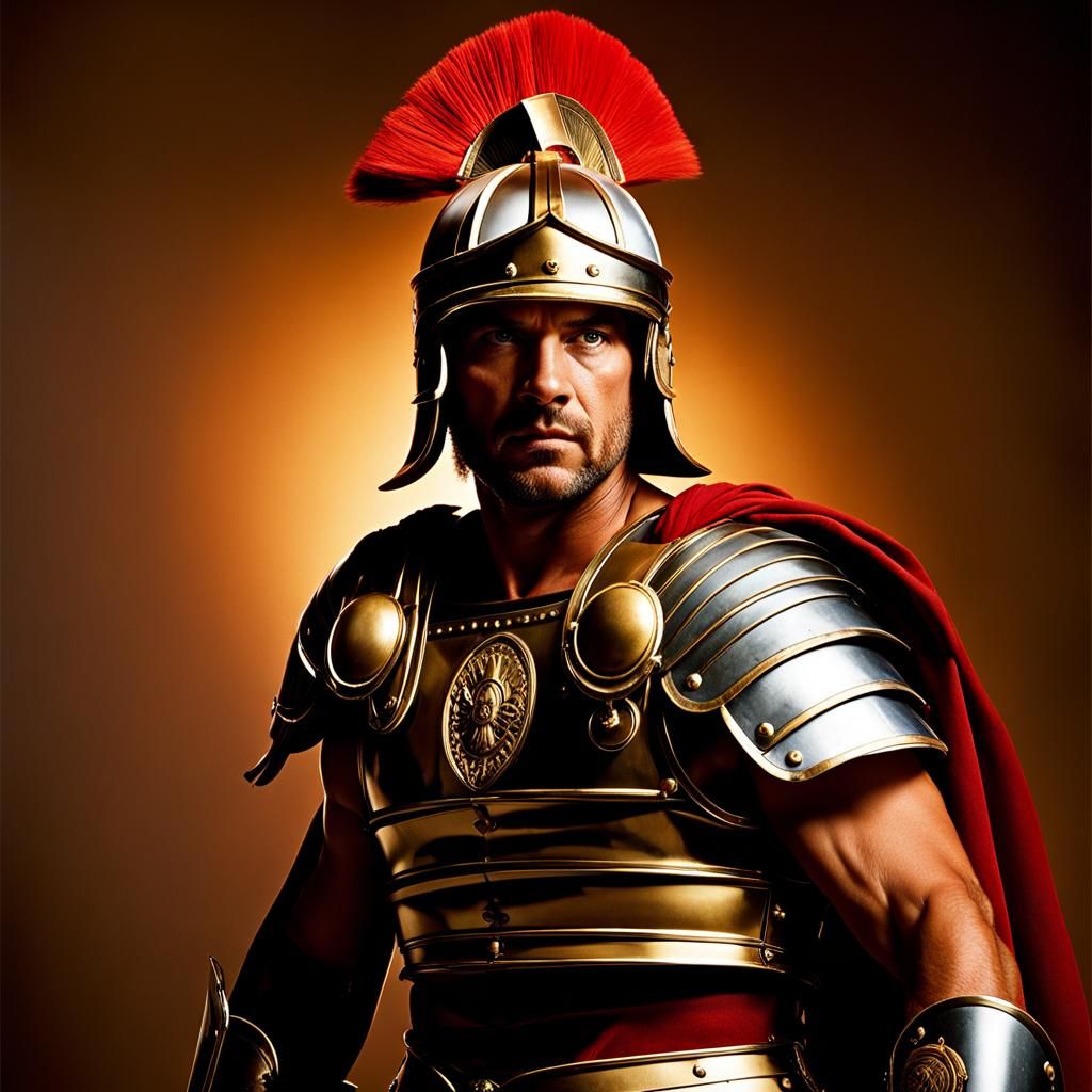 Roman Gladiator Portrait with Dramatic Lighting