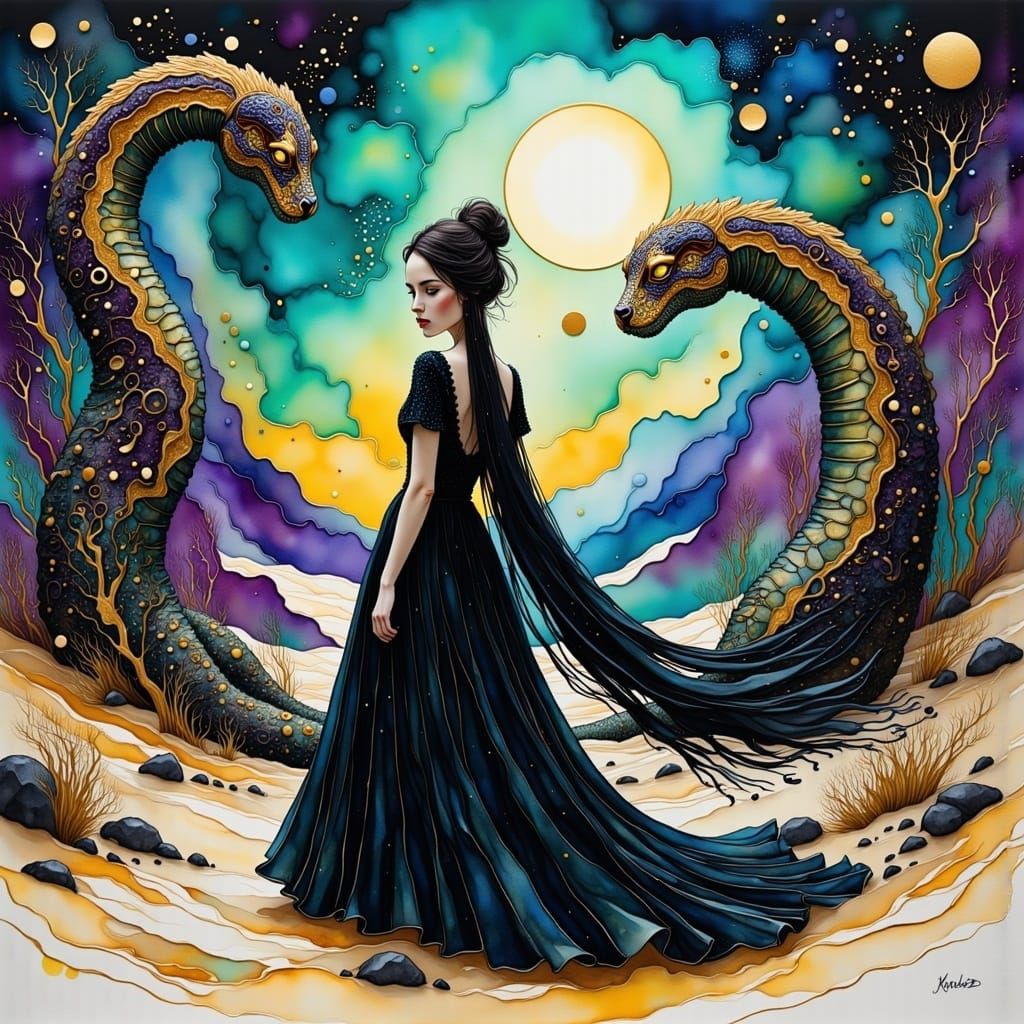 Lydia Deetz in Surreal Desert Landscape