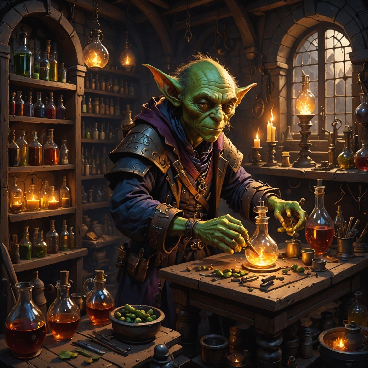 Goblin Alchemist Crafts Potion of Eternal Rest in Mysterious...