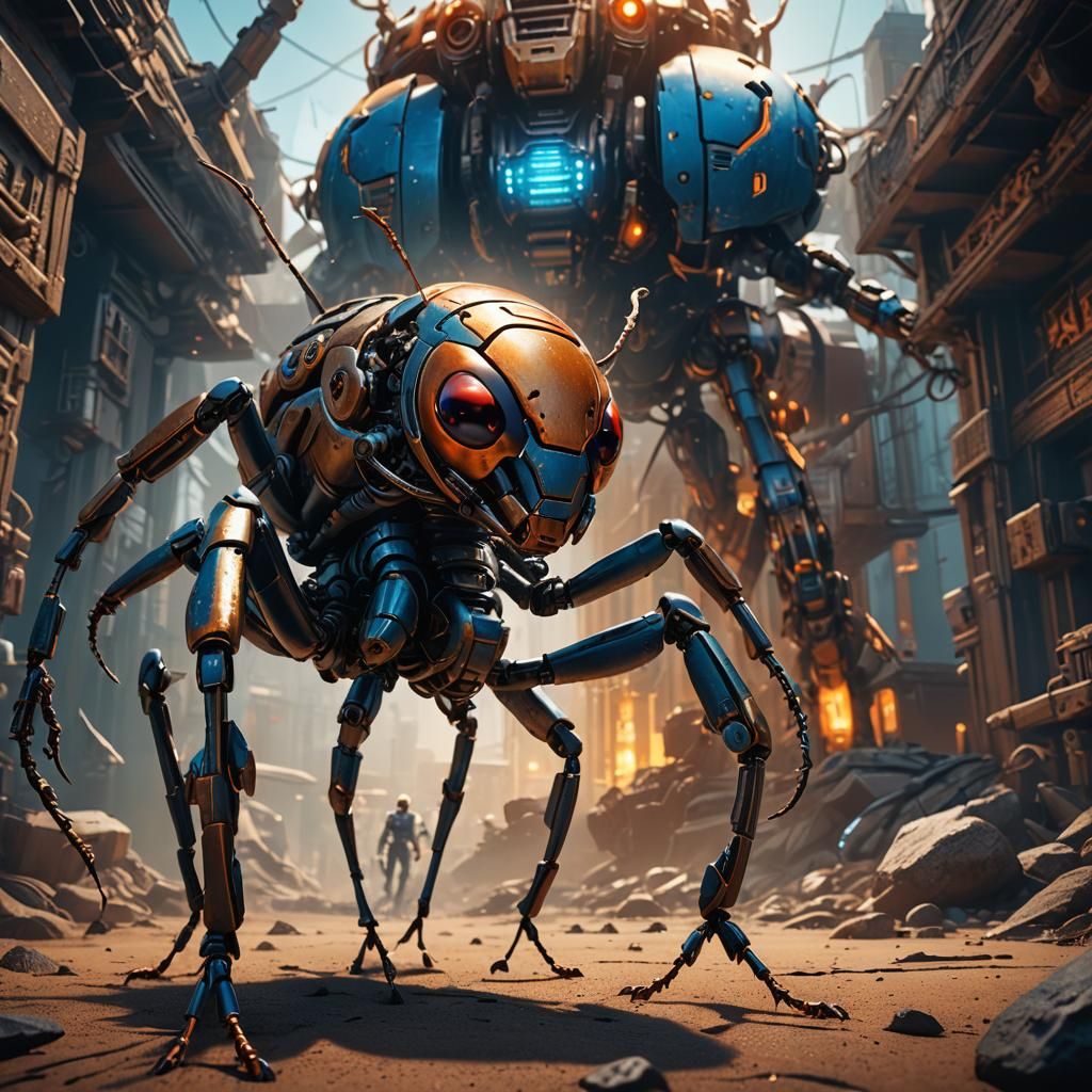 Robotic Ant Adventure on a Giant's Head