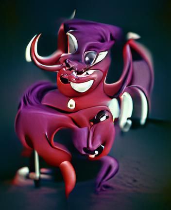 Retro Cartoon Devil in Red and Purple