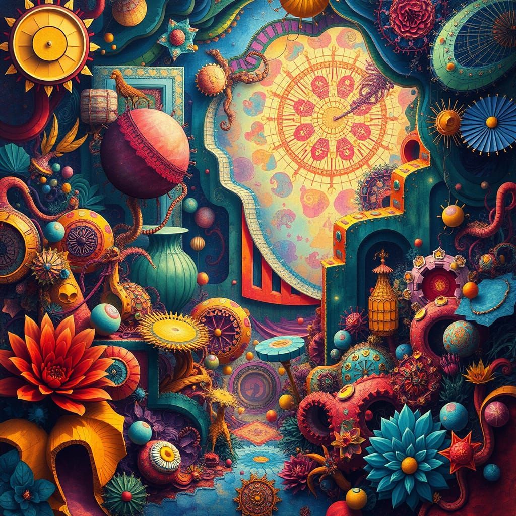 Vibrant Geometric Organic Patterns in Hyperrealism