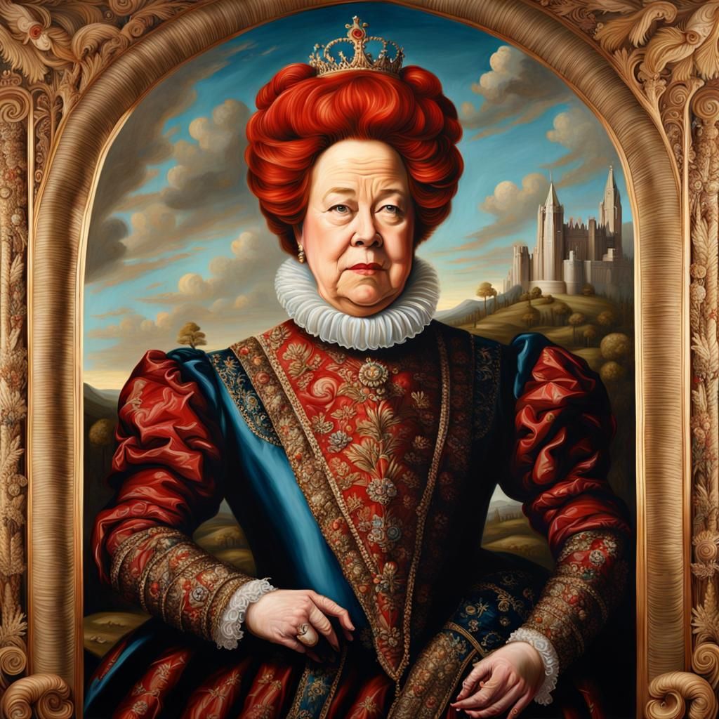 Kathy Bates as Queen Elizabeth I: Renaissance Oil Portrait