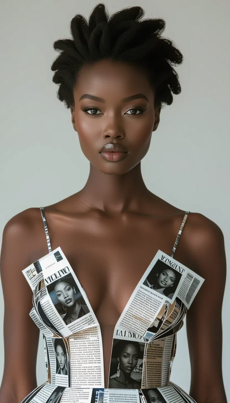 Fashion Model in Magazine Dress with Bold Lighting