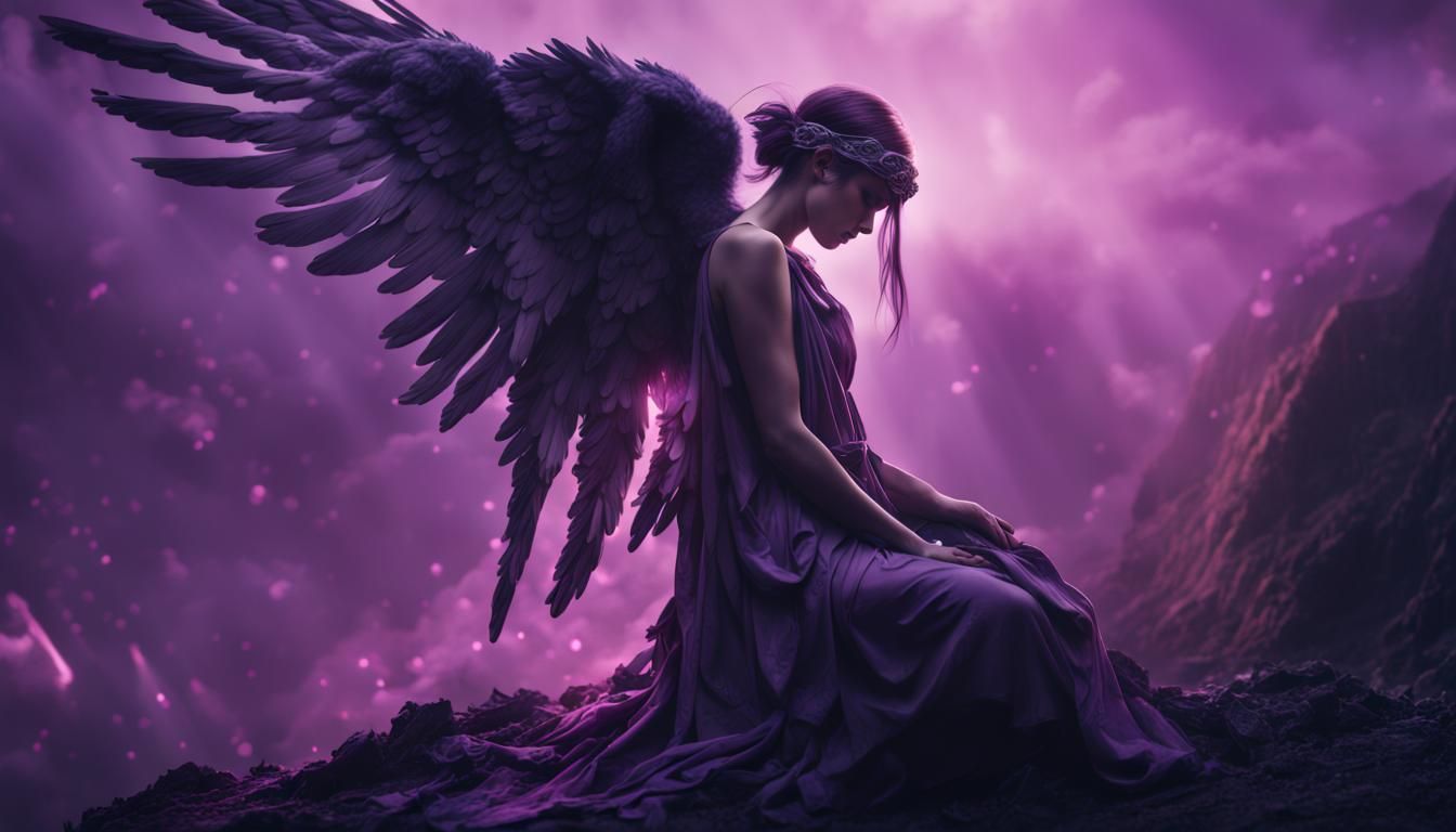 Blindfolded Fallen Angel in Dramatic Digital Painting