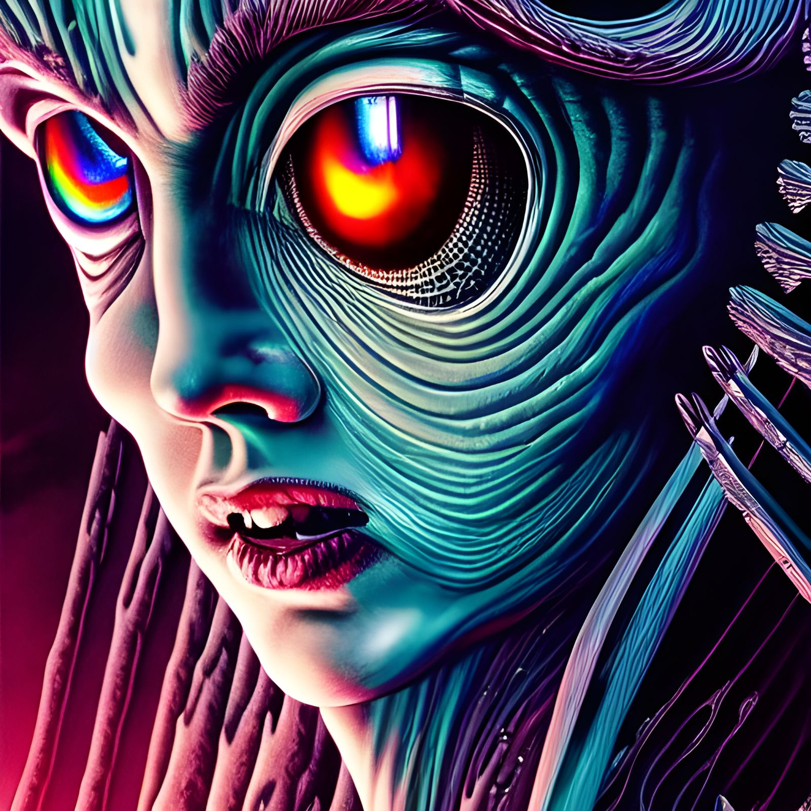 Hyperdetailed Portrait of "The Watcher" in Fractal Contours