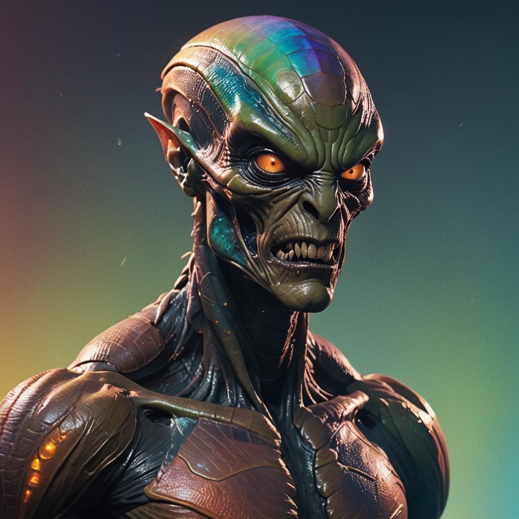Cyberpunk Alien Concept Art in Hyperrealistic Style