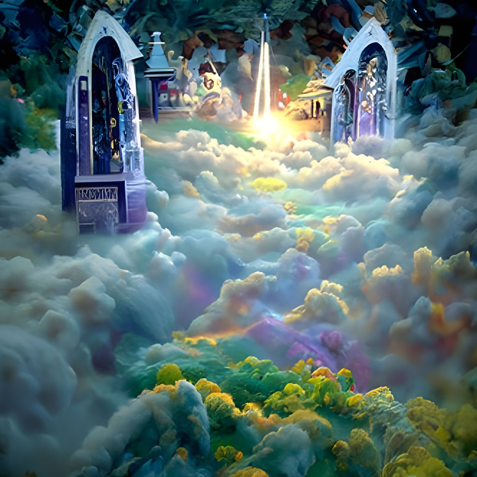 Ethereal Gates of Heaven in Hyperrealistic Style