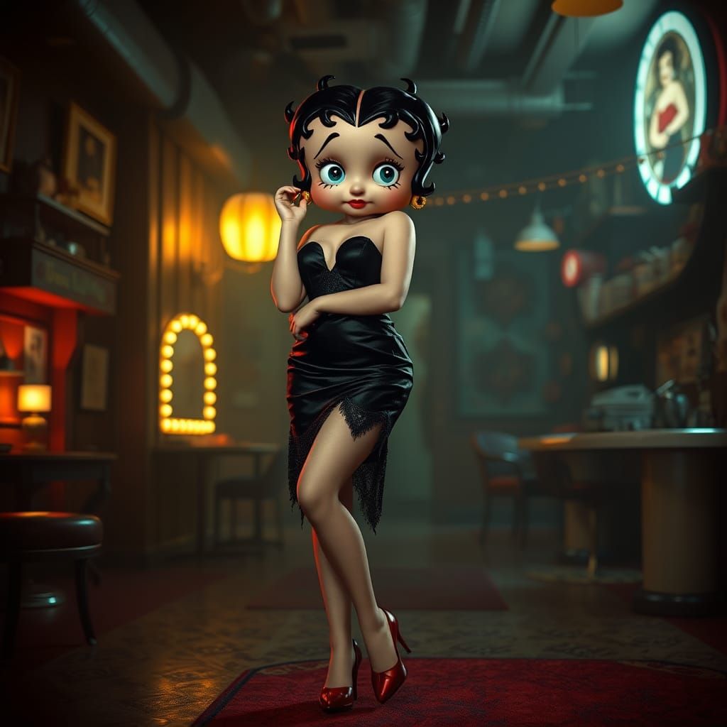 Betty Boop in Hyperrealistic Film Noir Style