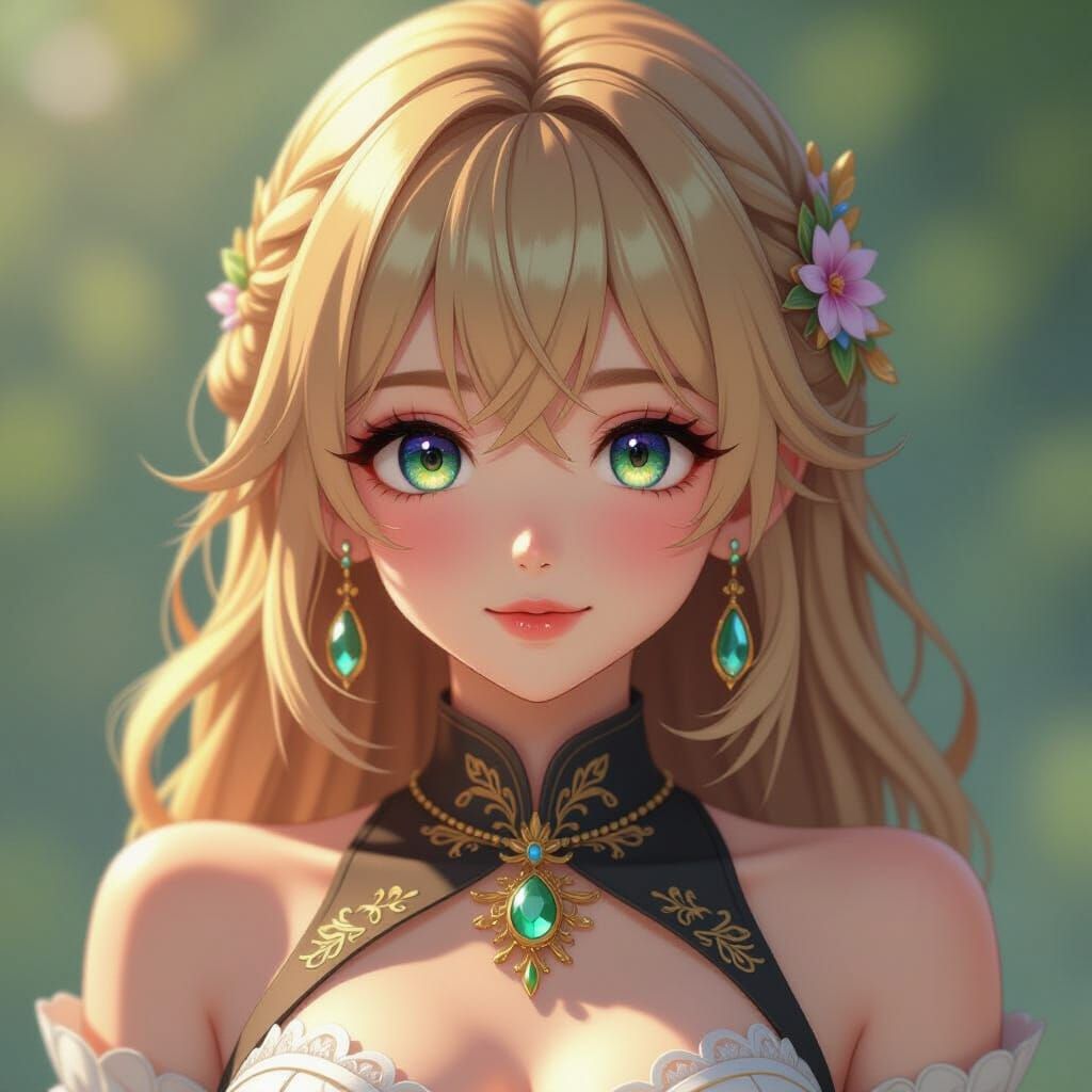 Anime Girl with Heterochromatic Eyes in 3D Style