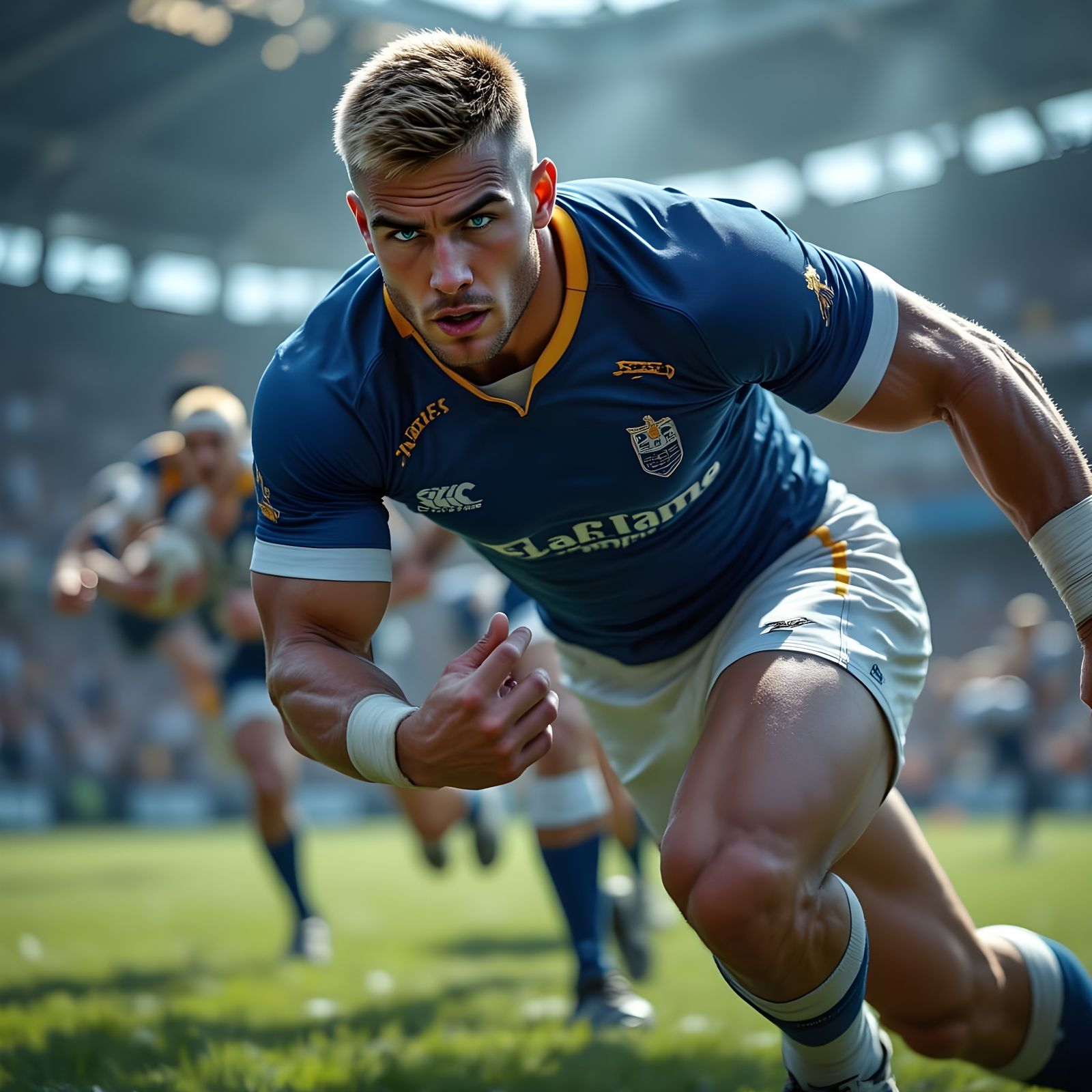 Rugby Player in Dramatic Cinematic Action Shot