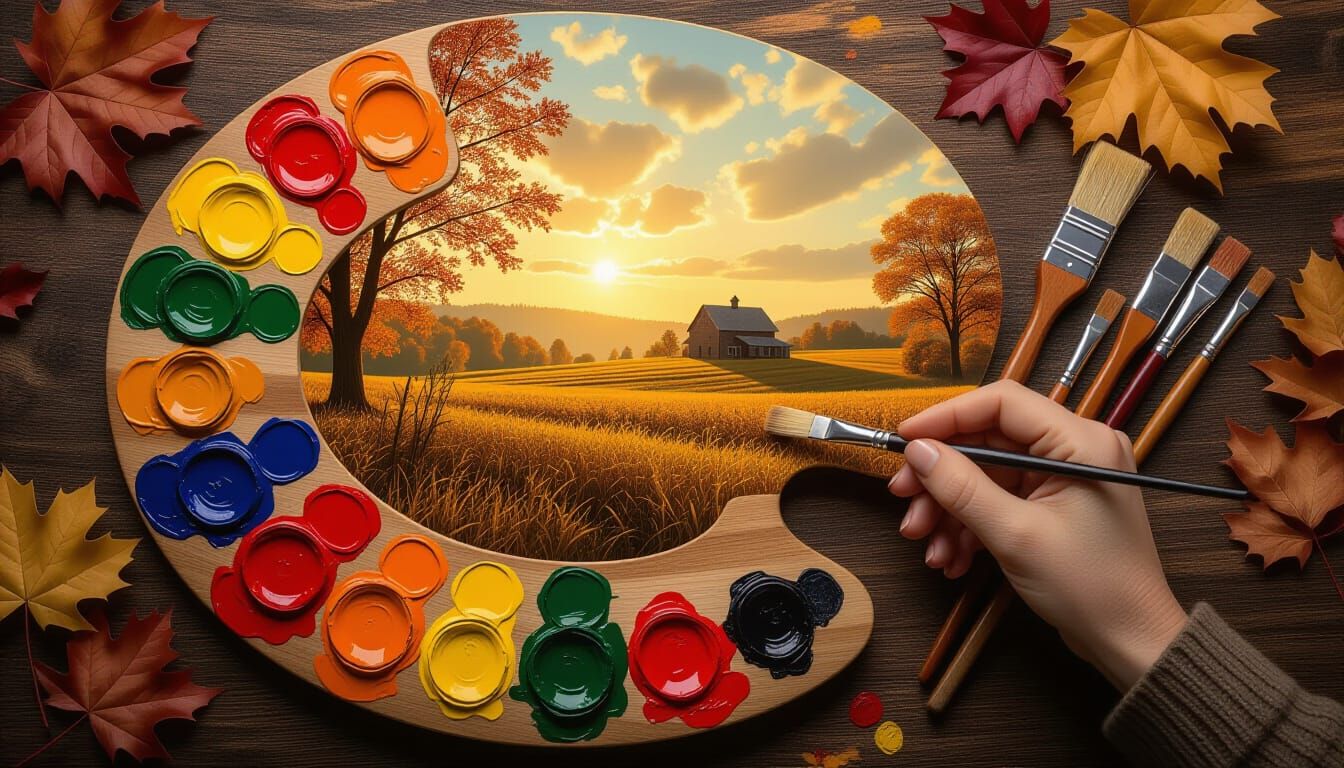 Autumn Landscape Double Exposure with Painterly Palette