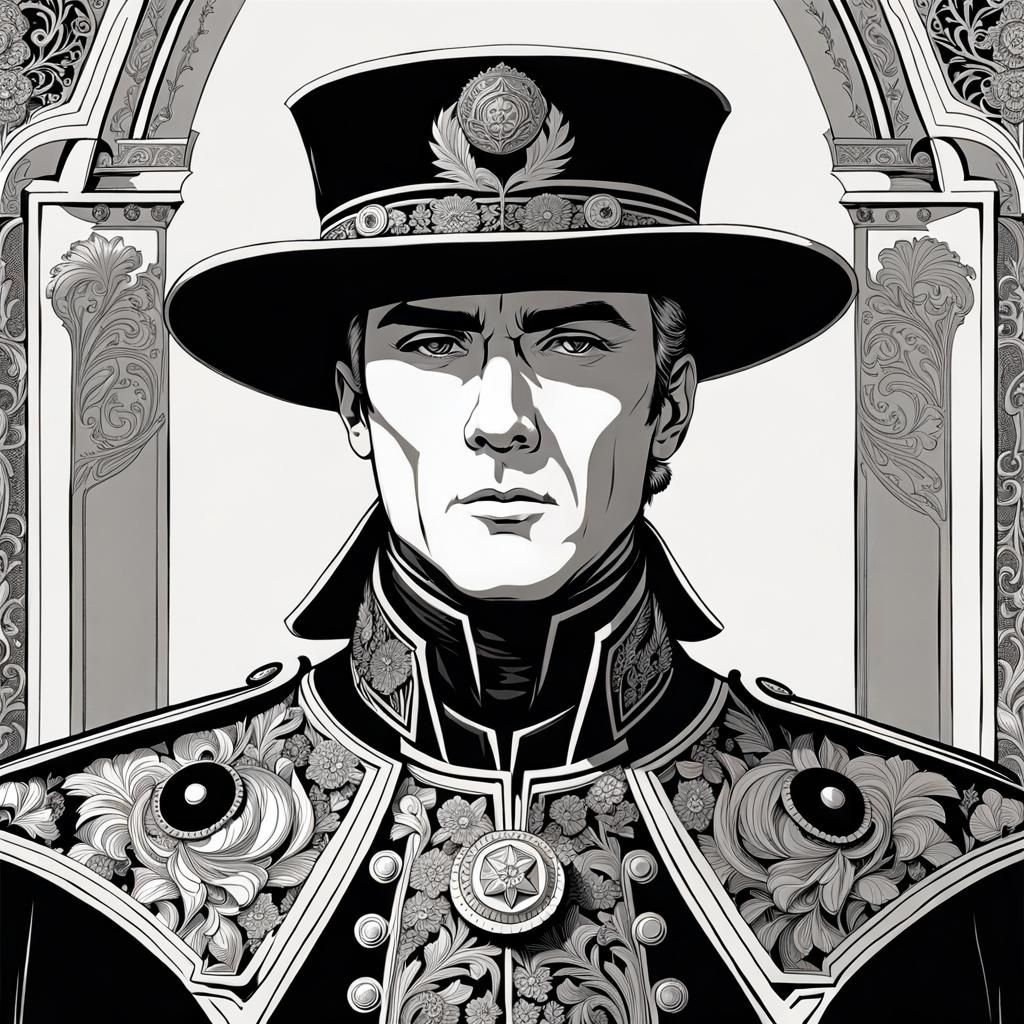 Retro Sci-Fi Astra Militarum Line Art Portrait