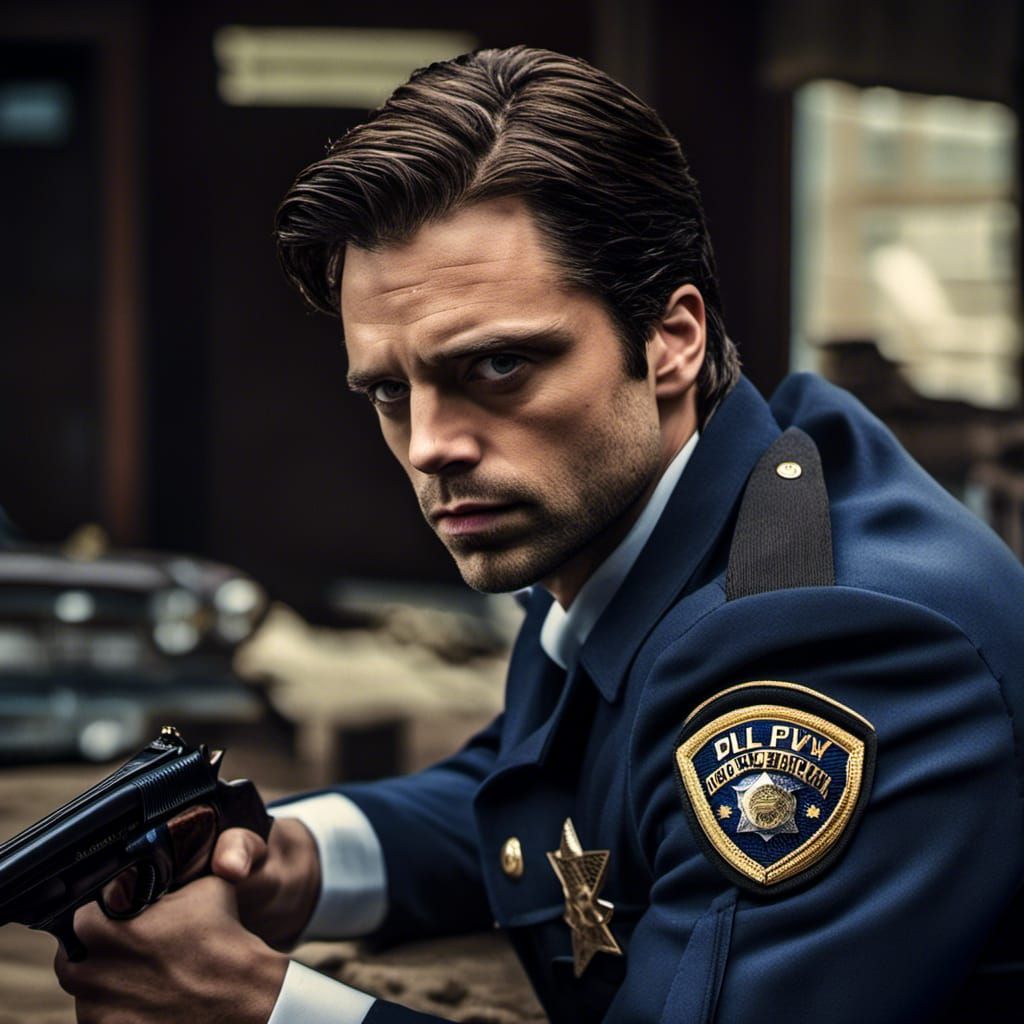 American Police Officer Portrait in Hyperrealistic Style