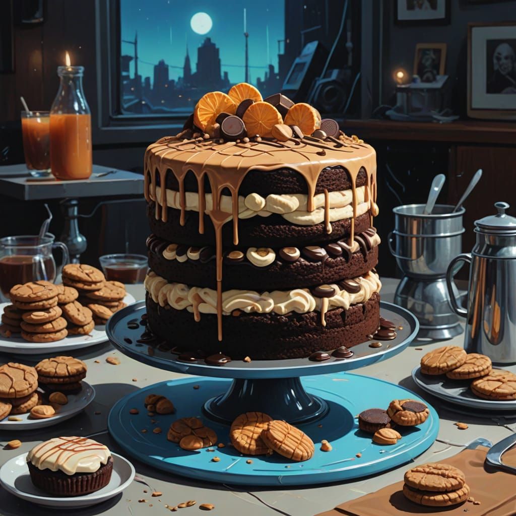 Surreal Futuristic Peanut Butter Dessert Still-Life