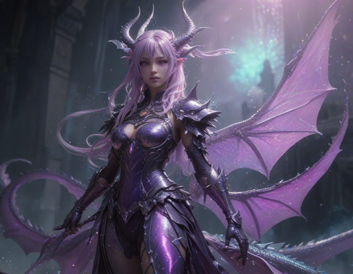 Anime Dragon Girl with Shimmering Scales