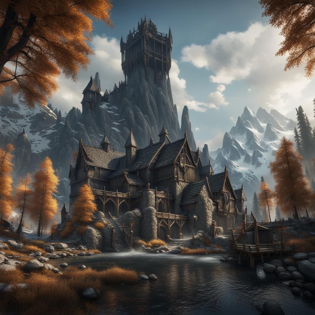 Detailed Skyrim Matte Painting in Unreal Engine 5