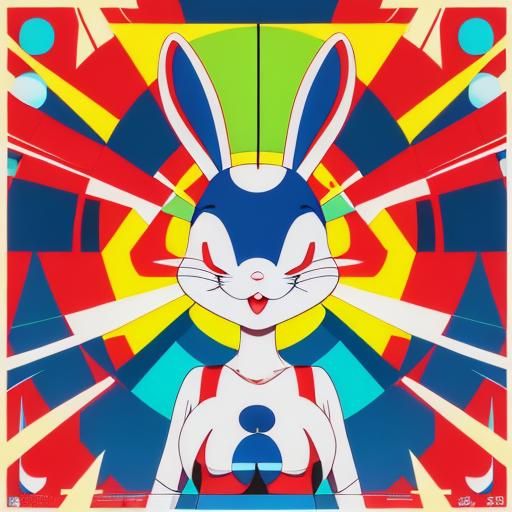 Bugs Bunny Santa in Manga Pop Art Style