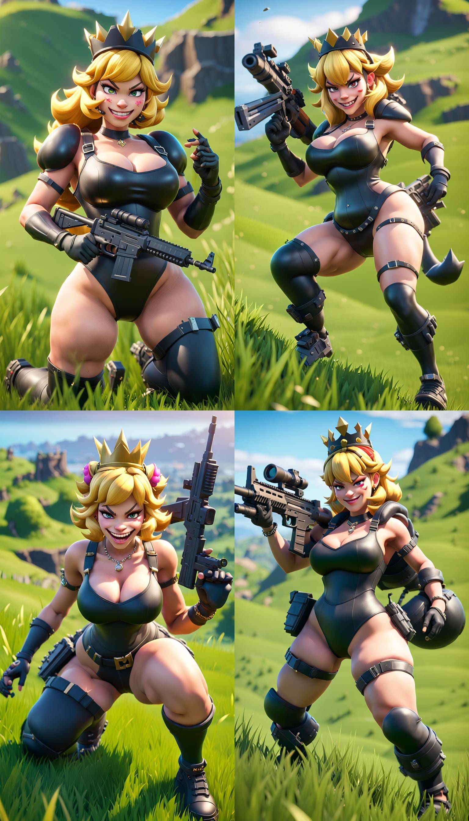 Bowsette with Assault Rifle in Fortnite Style