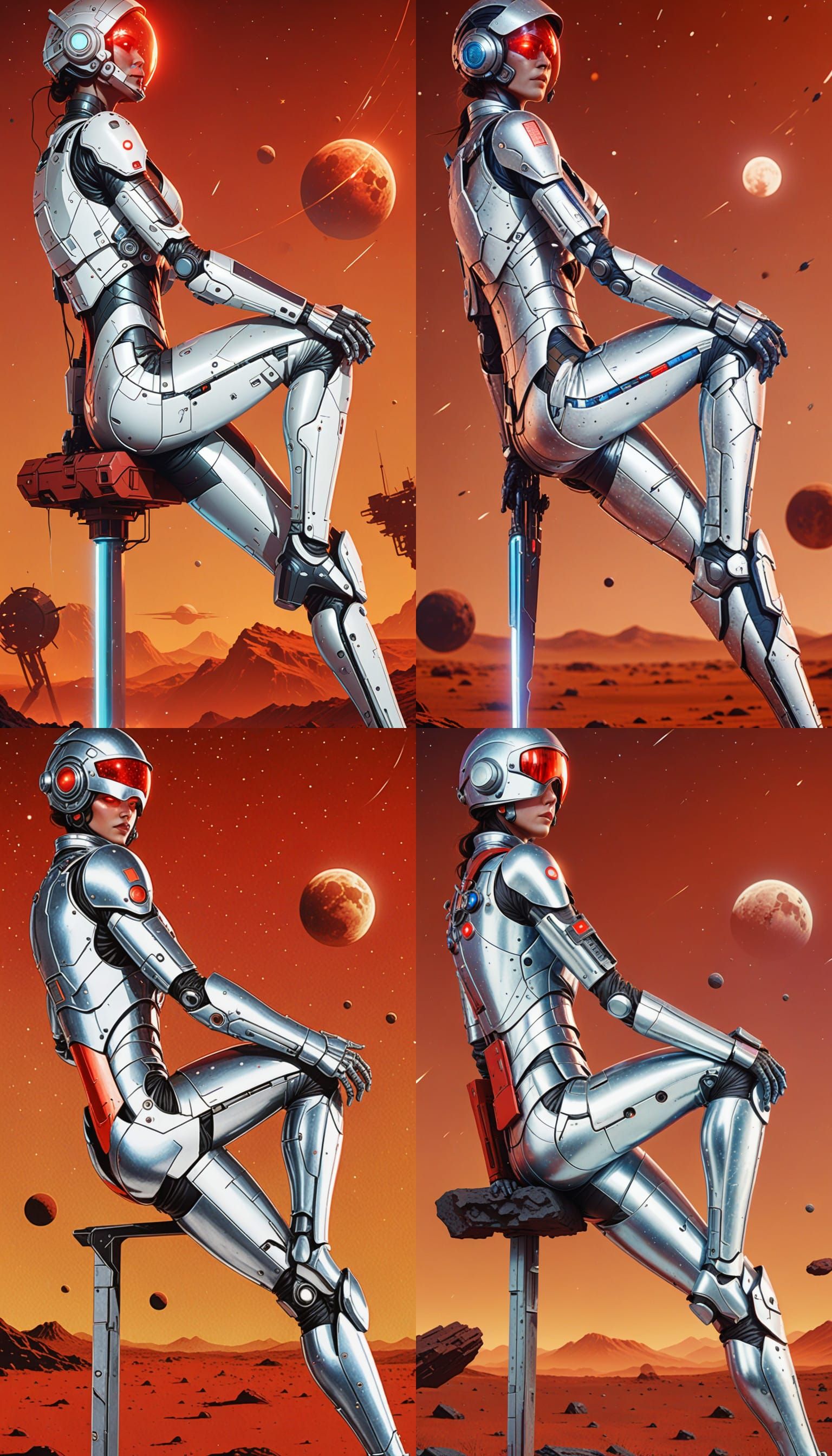 Cyborg Goddess Watches Stars on the Moon