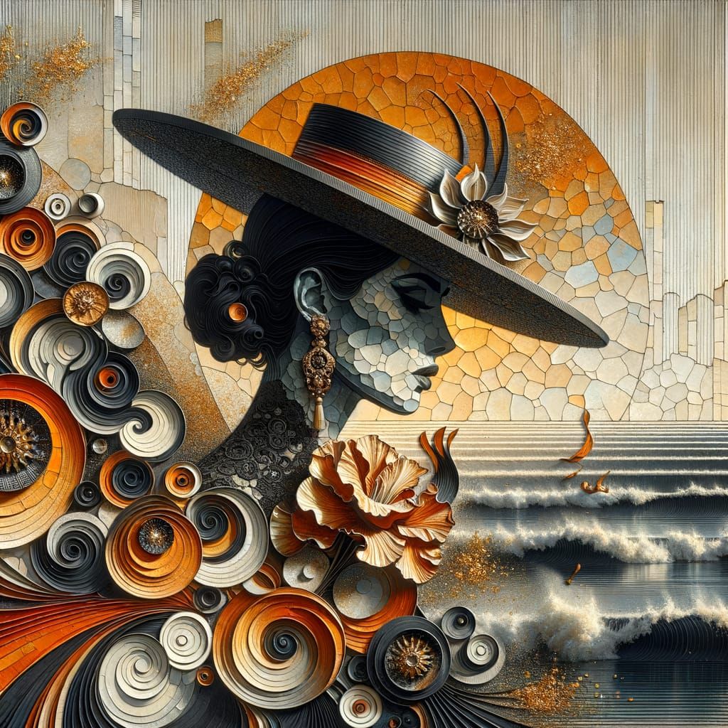 Flamenco Dancer in Maximalist 3D Kintsugi Collage