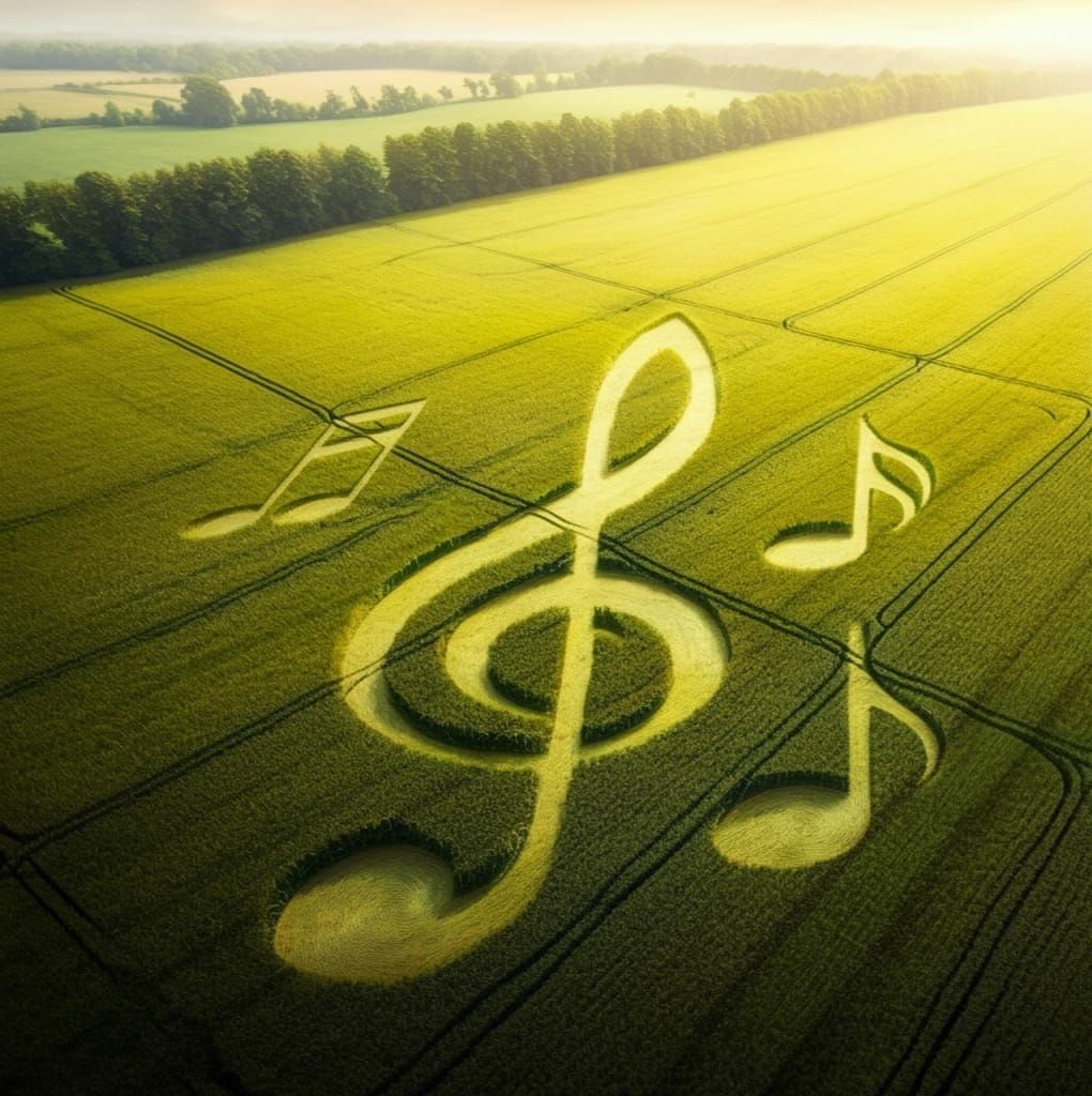 Crop Circle Music Clef in Digital Matte Painting