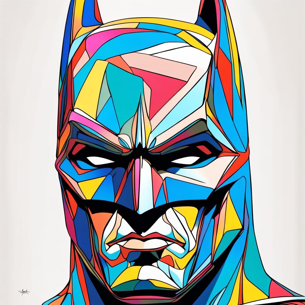 Abstract Line Art Batman Portrait in 3D