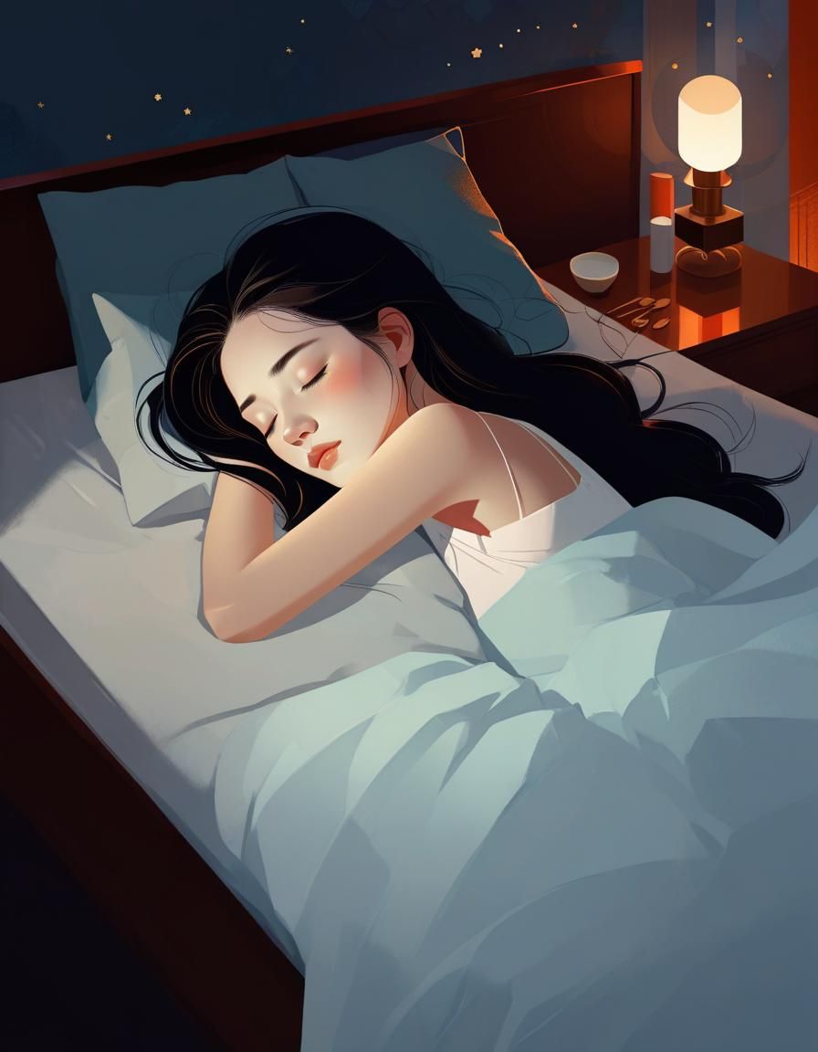 Woman Asleep: Digital Illustration