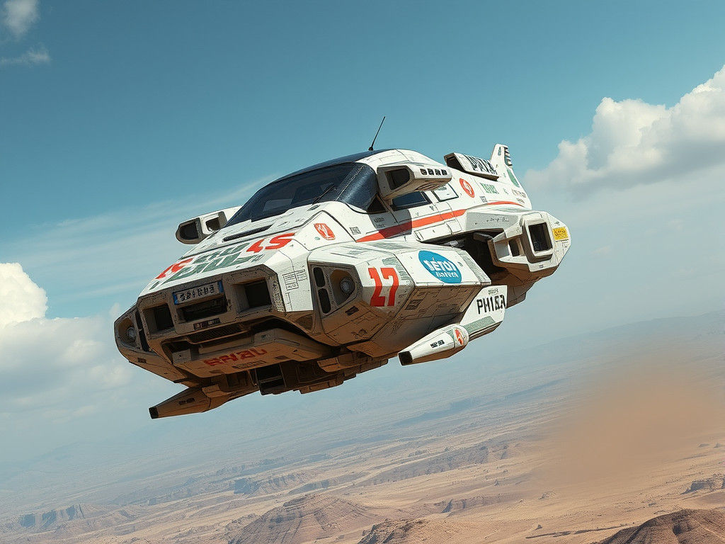 Futuristic Hover-Speeder with Japanese Tech Decals