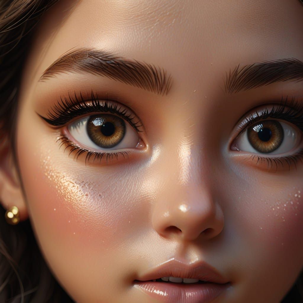Hyper-Realistic Bratz Doll Portrait in Digital Art