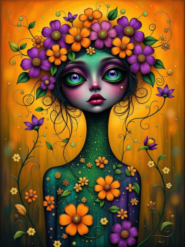 Whimsical Floral Phantom in Triadic Colors