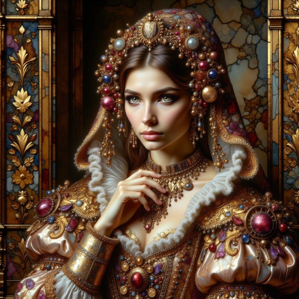 Renaissance Venetian Princess in Sumptuous Gown