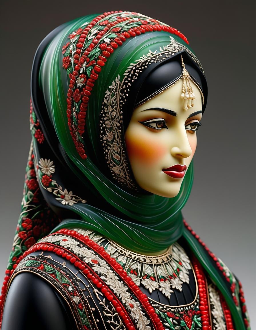 Glass Sculpture of a Proud Palestinian Woman