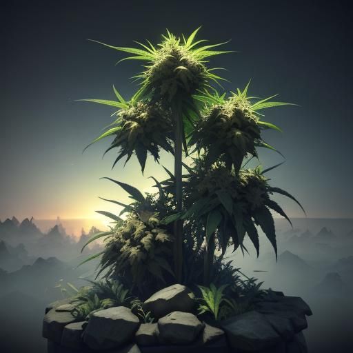 Cannabis Plants in 3D Game Cinematic Style