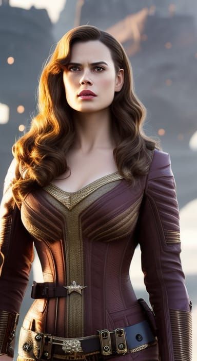 Hayley Atwell in Medieval Market, Hyperrealistic Digital Art