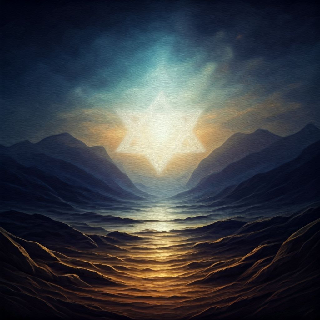 Mournful Landscape with Glowing Star of David