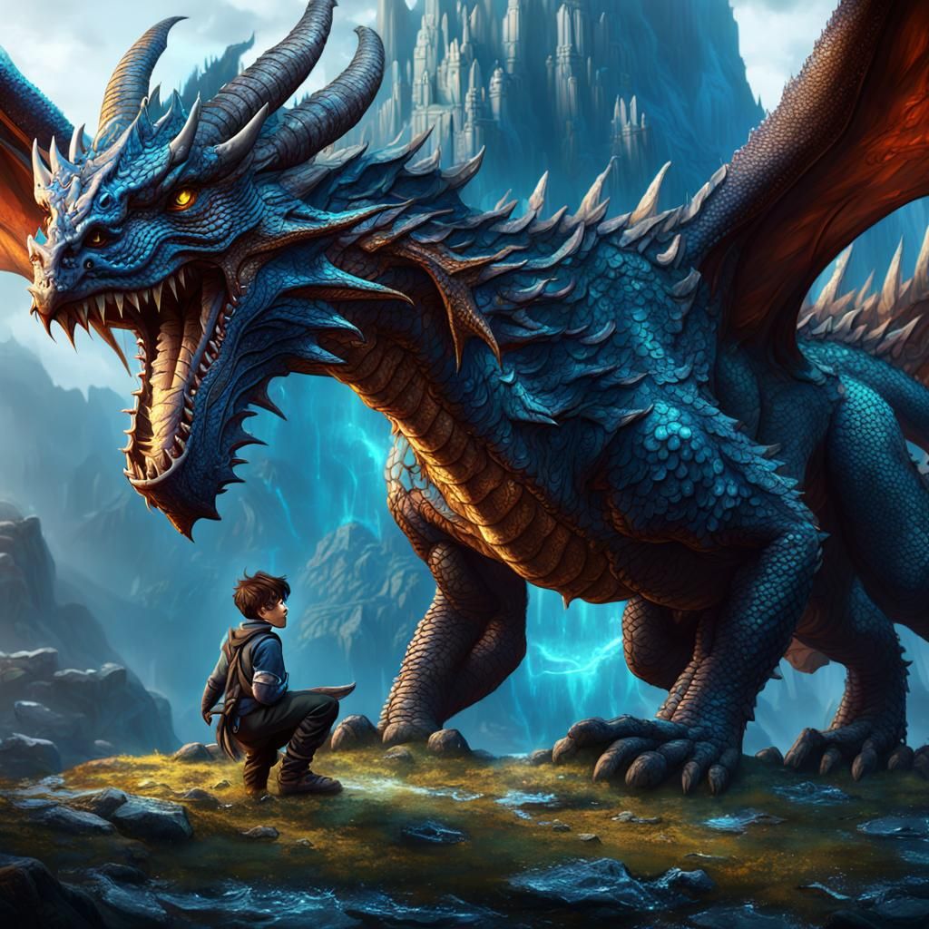 Detailed Dragon Boy Fantasy Concept Art