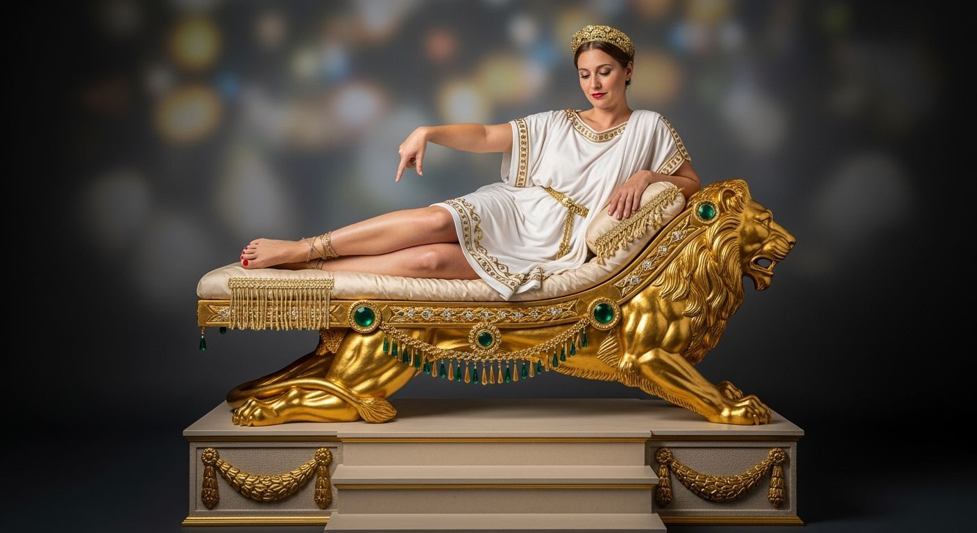 Roman Empress on Lion Chaise Lounge Portrait